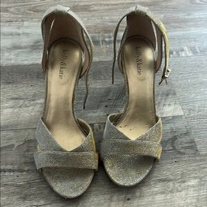 Kelly & Katie Silver Stiletto Heels with Ankle Strap